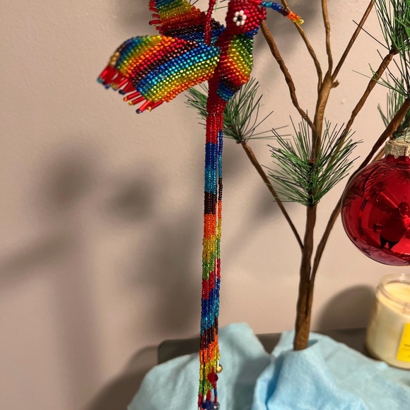 Rainbow beaded hummingbird keychain/ hummingbird keychain/ hummingbird ornament - Picture 6 of 6